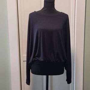 Express Navy Long-Sleeve Boatneck Jersey Top